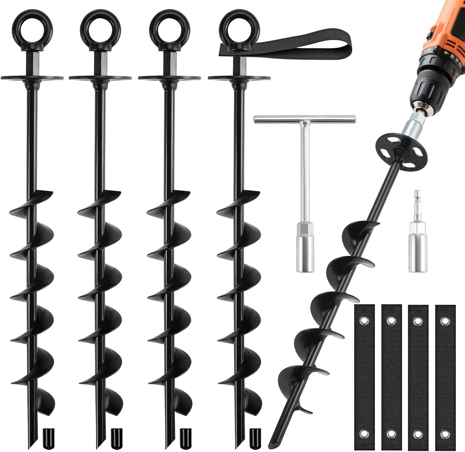Earth anchor black kit with accessories