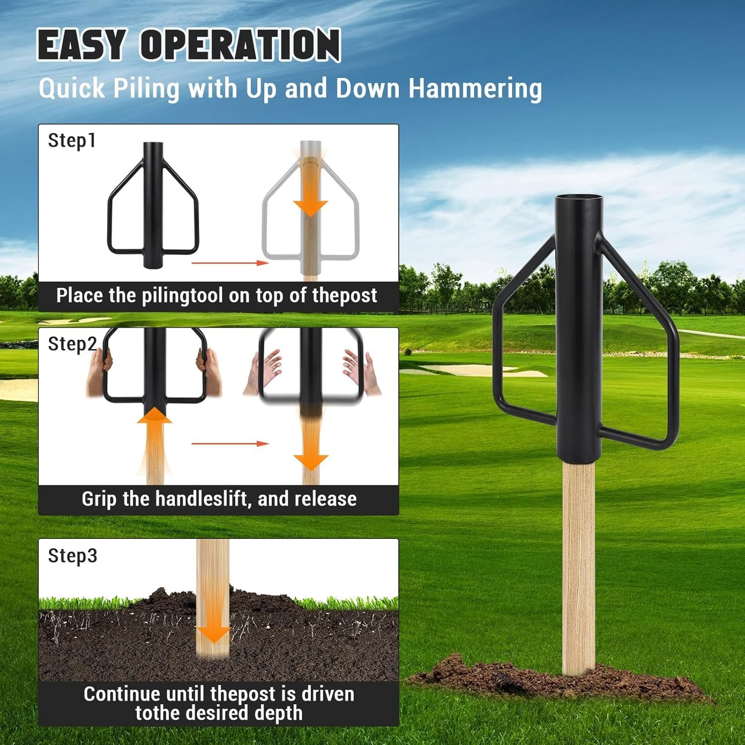 Post driver easy operation 3 steps