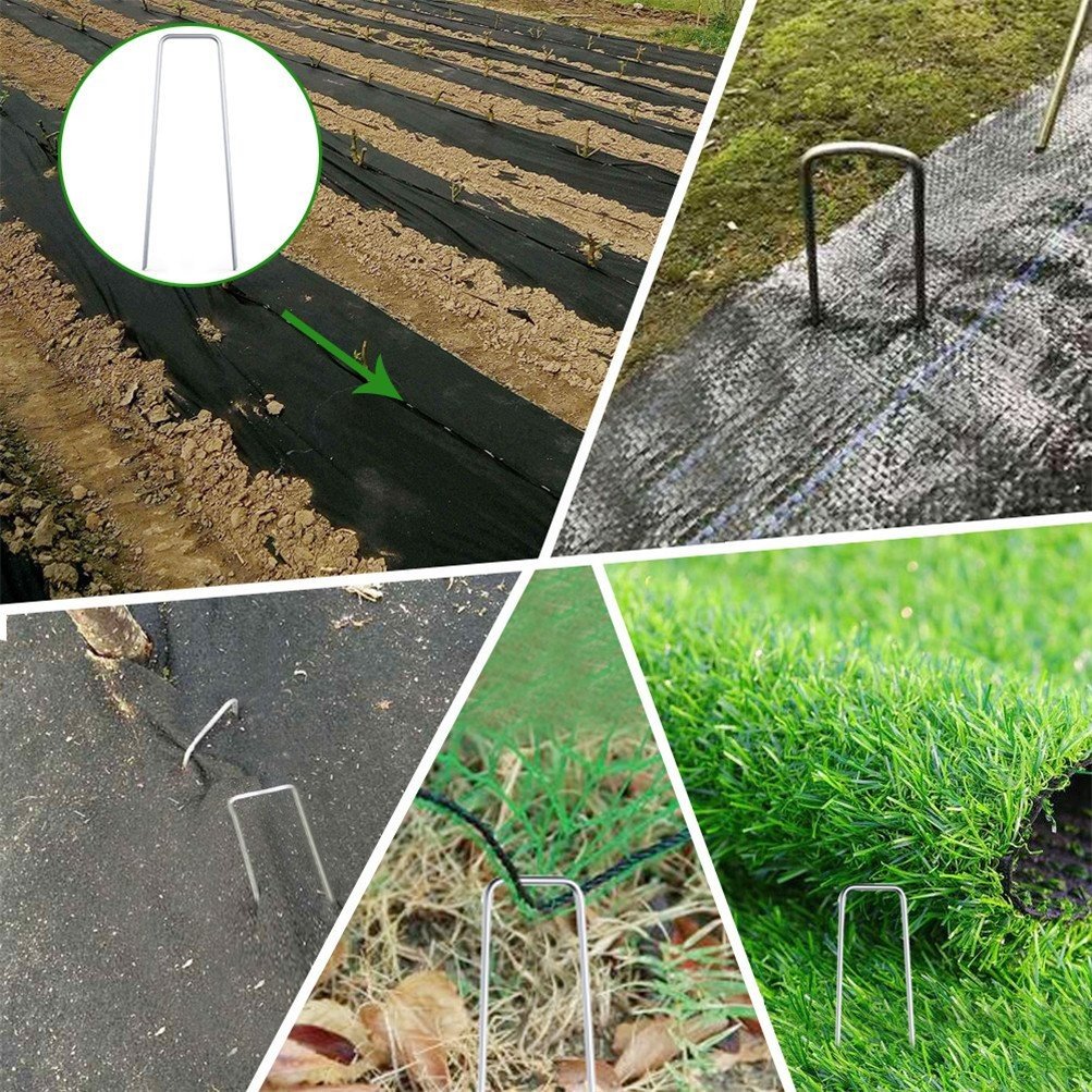 Sod staple landscape fabric application